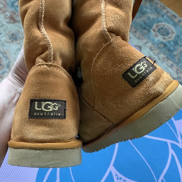 Tall Ugg Nomad ribbon lace up boots sherpa lined suede leather flats - Picture 4 of 16